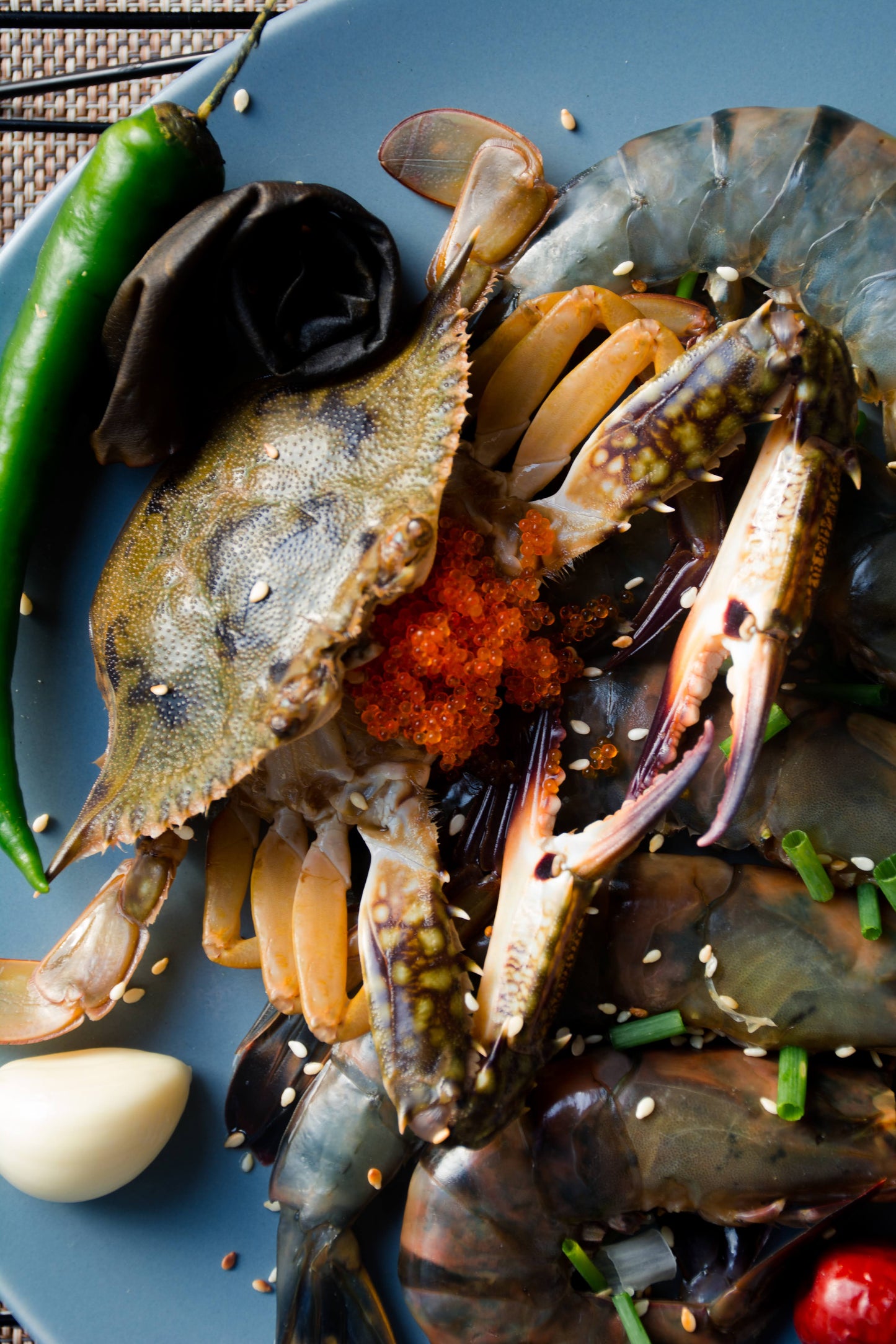 Raw Marinated Crabs 게장 Gejang - Ganjang (soy), Yangnyeom (spicy), Taegug (thai)