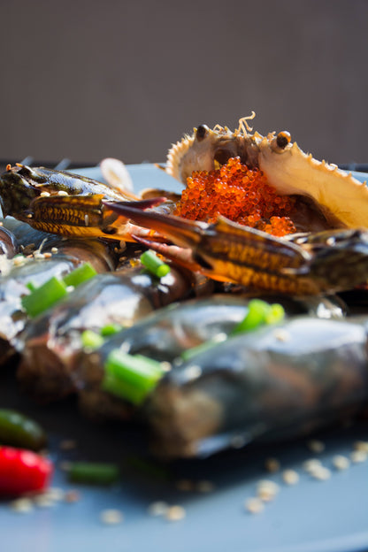 Raw Marinated Crabs 게장 Gejang - Ganjang (soy), Yangnyeom (spicy), Taegug (thai)